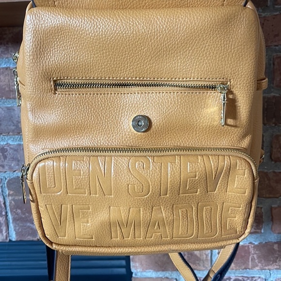 Steve Madden Mustard Yellow BTampa Logo Square Embossed Backpack